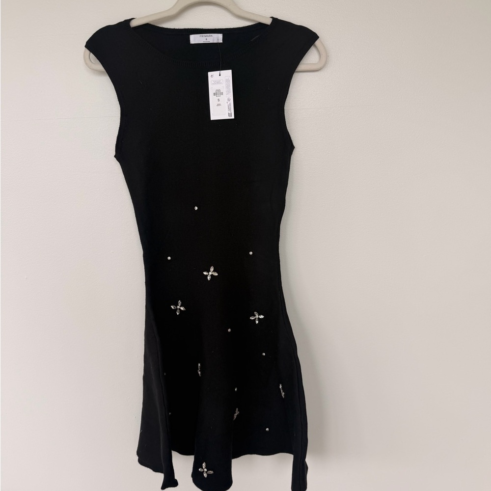 NWT Primark Black Embellished Knit Mini Dress | Size Small
